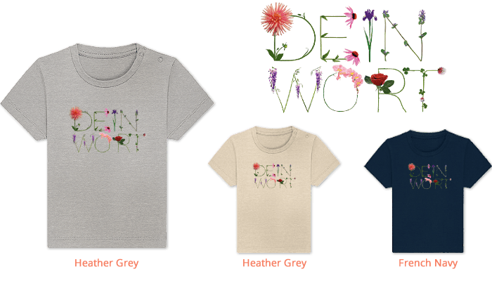Blumenbuchstaben auf Baby Organic Shirt