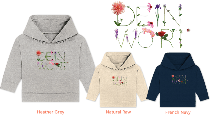 Blumenbuchstaben auf Baby Organic Hoodie