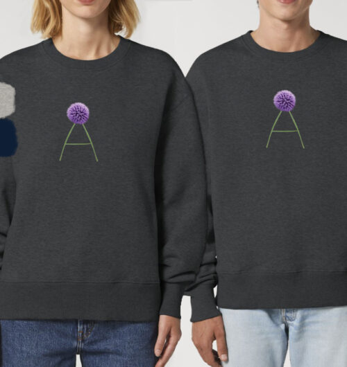 A, Blumenbuchstabe vegan auf Oversize sweatshirt gedruckt, faibleshop.com