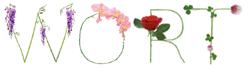 mein Wort aus Blumenbuchstaben gedruckt auf Basics aus Bio-Baumwolle, faibleshop.com