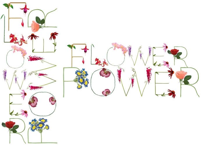 Flowerpower, Blumenbuchstaben, gedruckt auf organic Basics, faibleshop.com