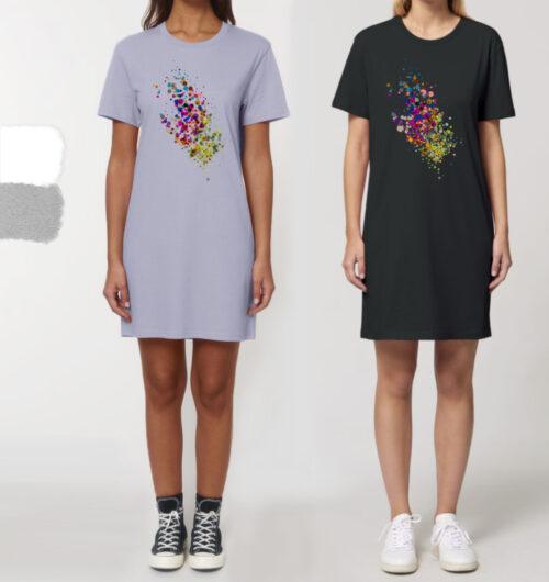 Farbenfrohe Little Dotties gedruckt auf ein Organic T-Shirtkleid, faibleshop.com