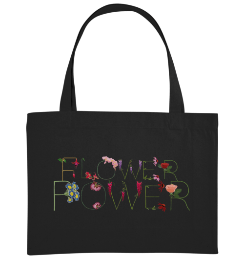 flowerpower-design, blumenbuchstaben vegan gedruckt auf organic Happiness Basics, faibleshop