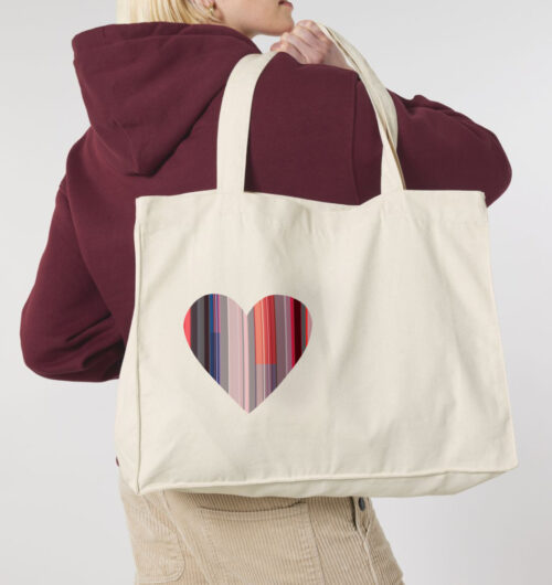 Hearty, Farben & Formen vegan gedruckt auf organic shopping bag