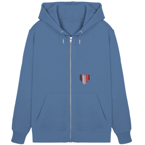 Hearty Design vegan gedruckt auf Organic Zipper in der Farbe Bright Blue