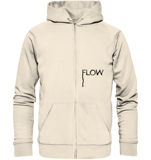 handgeschriebenes im flow-design vegan gedruckt auf organic zipper in der farbe natural raw