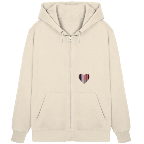 Hearty Design vegan gedruckt auf Organic Zipper in der Farbe Natural Raw