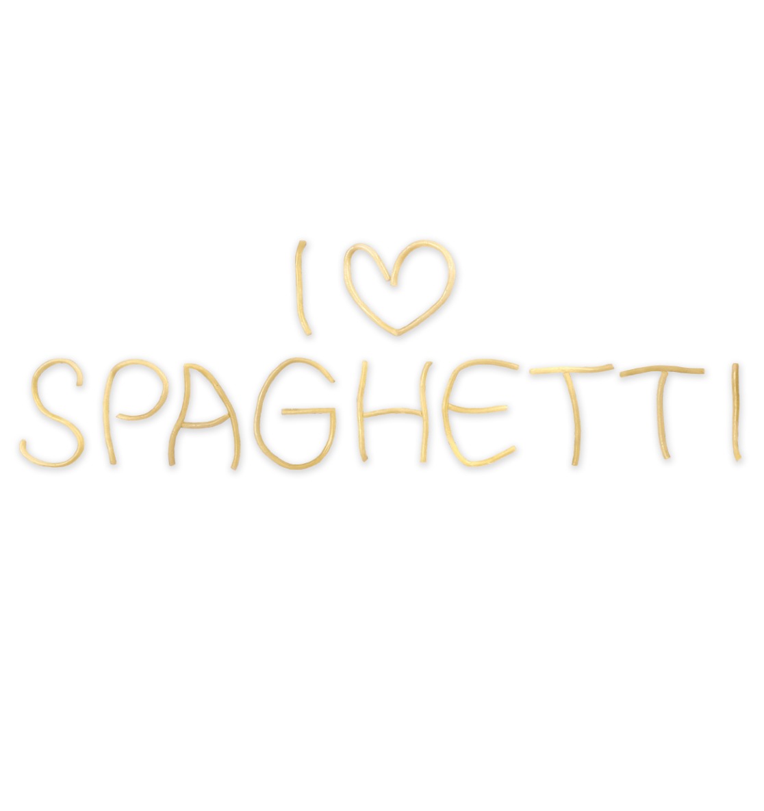 aus Spaghetti erzeugtes Druckmotiv: I love Spaghetti