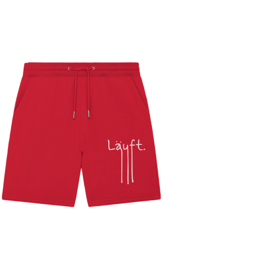 Handgeschriebener Schriftzug "Läuft" mit Farbverlauf von Beige zu Dunkelgrau vegan gedruckt auf Organic Jogger Shorts