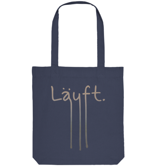 Handgeschriebener Schriftzug "Läuft" mit Farbverlauf von Beige zu Dunkelgrau vegan gedruckt auf Organic Tote Bag