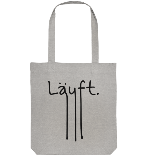 Handgeschriebener Schriftzug "Läuft" mit Farbverlauf von Beige zu Dunkelgrau vegan gedruckt auf Organic Tote Bag