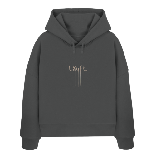 Handgeschriebener Schriftzug "Läuft" mit Farbverlauf von Beige zu Dunkelgrau, Weiß oder Schwarz vegan gedruckt auf Womens Hoodie