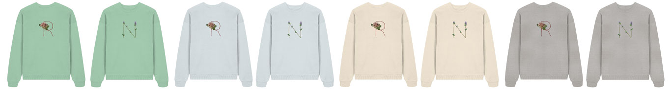 oversize Sweatshirt vegan bedruckt mit Blumenbuchstaben