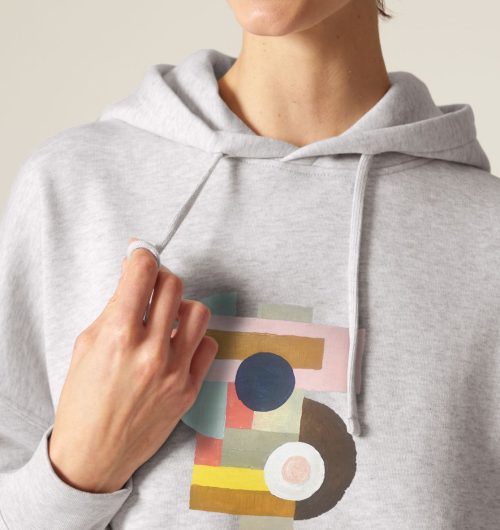 Detail und Kordel Womans Boxcut Hoodie in der Farbe Cool Heather Grey