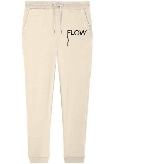 IM FLOW. Der handgeschriebene Schriftzug wird eigens für dich vegan auf die Organic Jogginghose deiner Wahl gedruckt.