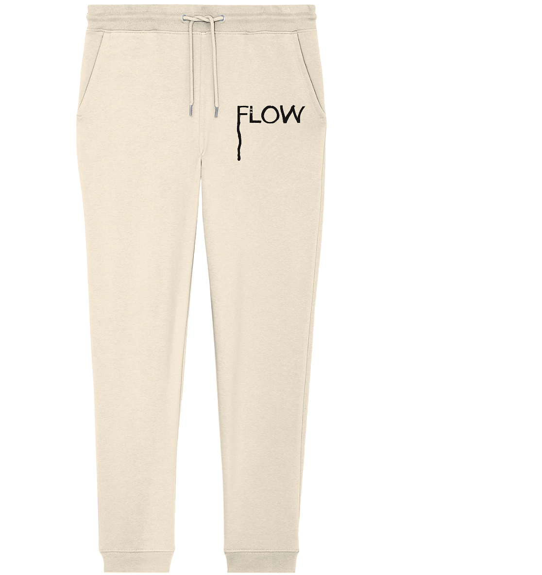 IM FLOW. Der handgeschriebene Schriftzug wird eigens für dich vegan auf die Organic Jogginghose deiner Wahl gedruckt.