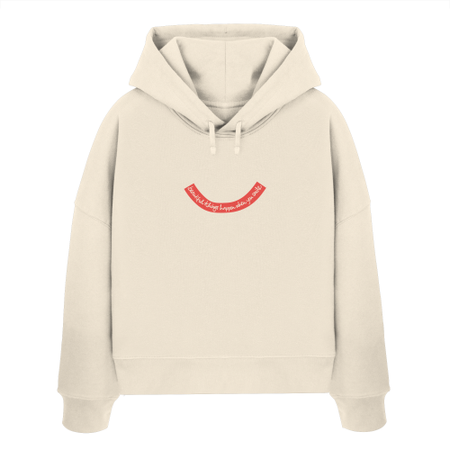 beautiful things happen when you smile. Der handgeschriebene Schriftzug wird vegan auf den Hoodie deiner Wahl gedruckt