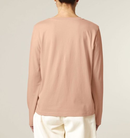 Punkt vegan gedruckt auf ein Womens Langarm Shirt aus Bio-Baumwolle