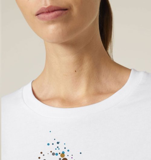 Detailfoto Little Dotties vegan gedruckt auf ein Womens Langarm Shirt aus Bio-Baumwolle in der Farbe Weiß