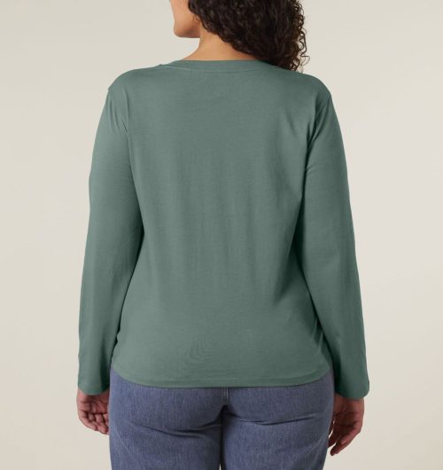 Little Dotties vegan gedruckt auf ein Womens Langarm Shirt aus Bio-Baumwolle in der Farbe Green Bay