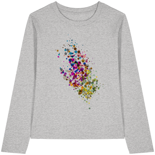 Little Dotties vegan gedruckt auf ein Womens Langarm Shirt aus Bio-Baumwolle in der Farbe Cool Heather Grey