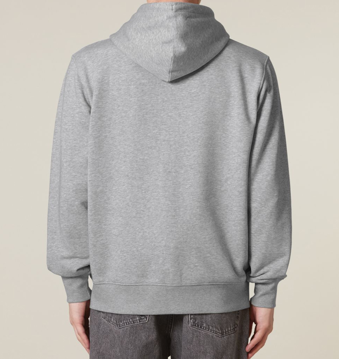 Organic Zipper / Hoodie mit Reißverschluß vegan bedruckt mit dem Design Hearty aus gestreifen Farbflächen
