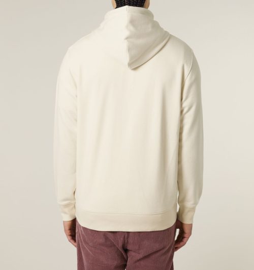Oh La La vegan gedruckt auf ein Zipper/Hoodie mit Reißverschluß aus Bio-Baumwolle in der Farbe Natural Raw