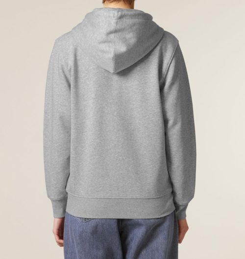 Organic Zipper / Hoodie mit Reißverschluß vegan bedruckt mit dem Design Hearty aus gestreifen Farbflächen