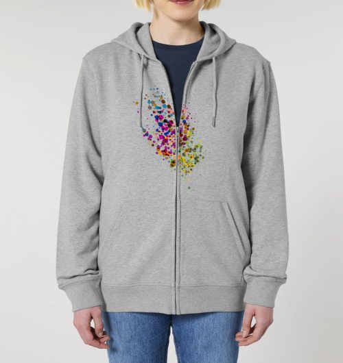 Little Dotties vegan gedruckt auf die Vorderseite von einem organic zipper/ Hoodie mit Reißverschluß