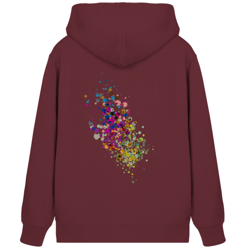 Little Dotties vegan gedruckt auf die Rückseite von einem organic zipper/ Hoodie mit Reißverschluß