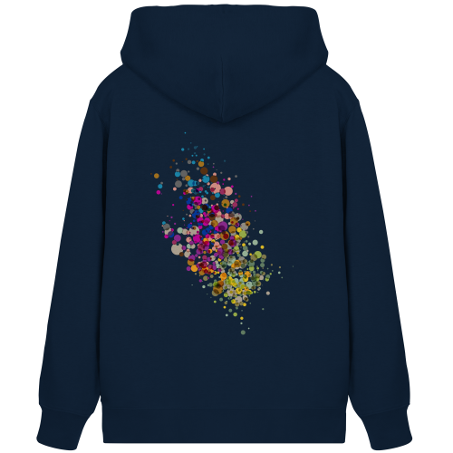 Little Dotties vegan gedruckt auf die Rückseite von einem organic zipper/ Hoodie mit Reißverschluß