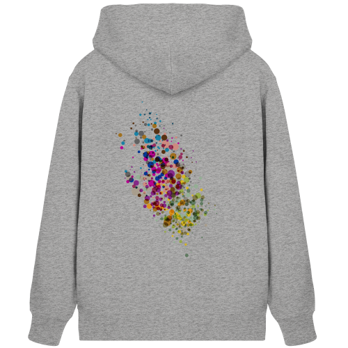 Little Dotties vegan gedruckt auf die Rückseite von einem organic zipper/ Hoodie mit Reißverschluß