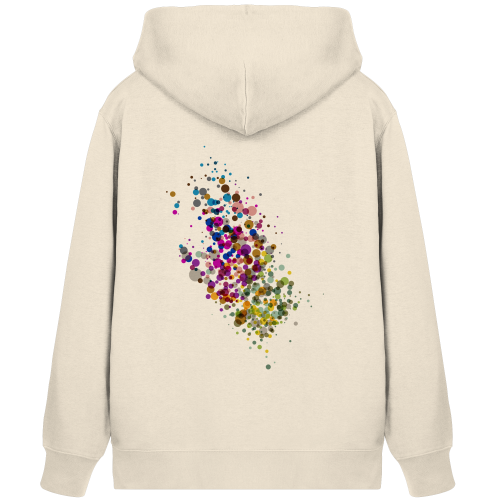 Little Dotties vegan gedruckt auf die Rückseite von einem organic zipper/ Hoodie mit Reißverschluß