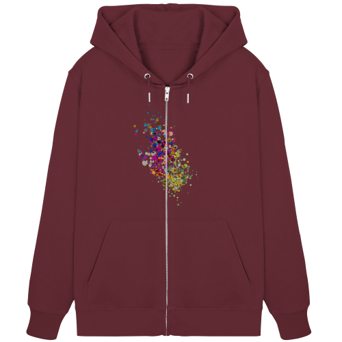 Little Dotties vegan gedruckt auf die Rückseite von einem organic zipper/ Hoodie mit Reißverschluß