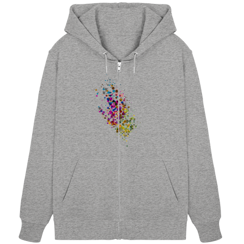 Little Dotties vegan gedruckt auf die Rückseite von einem organic zipper/ Hoodie mit Reißverschluß