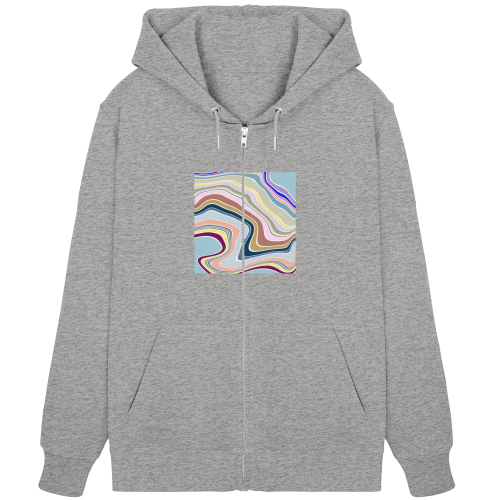 Oh La La vegan gedruckt auf ein Zipper/Hoodie mit Reißverschluß aus Bio-Baumwolle in der Farbe Natural Raw