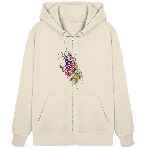 Little Dotties vegan gedruckt auf die Rückseite von einem organic zipper/ Hoodie mit Reißverschluß