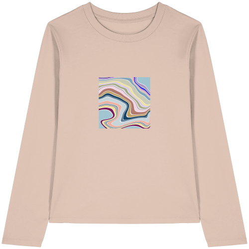 Oh là là – das farbenfrohe Design vegan gedruckt auf ein Womens Organic Langarm T-Shirt in der Farbe Fraiche Peche