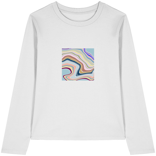 Oh là là – das farbenfrohe Design vegan gedruckt auf ein Womens Organic Langarm T-Shirt in der Farbe weiß